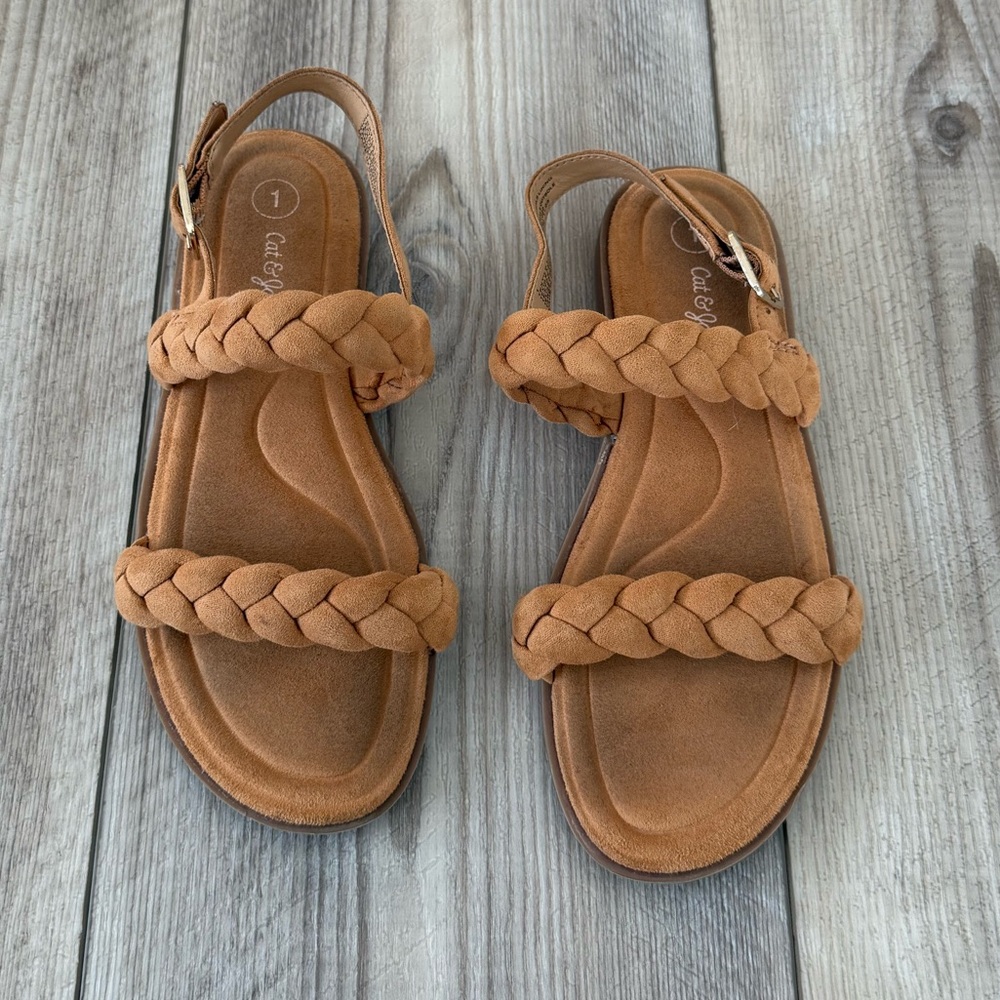 Cat & Jack Brown Braided Kids Sandals